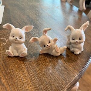 Adorable White Ceramic Bunny Figurines Set
